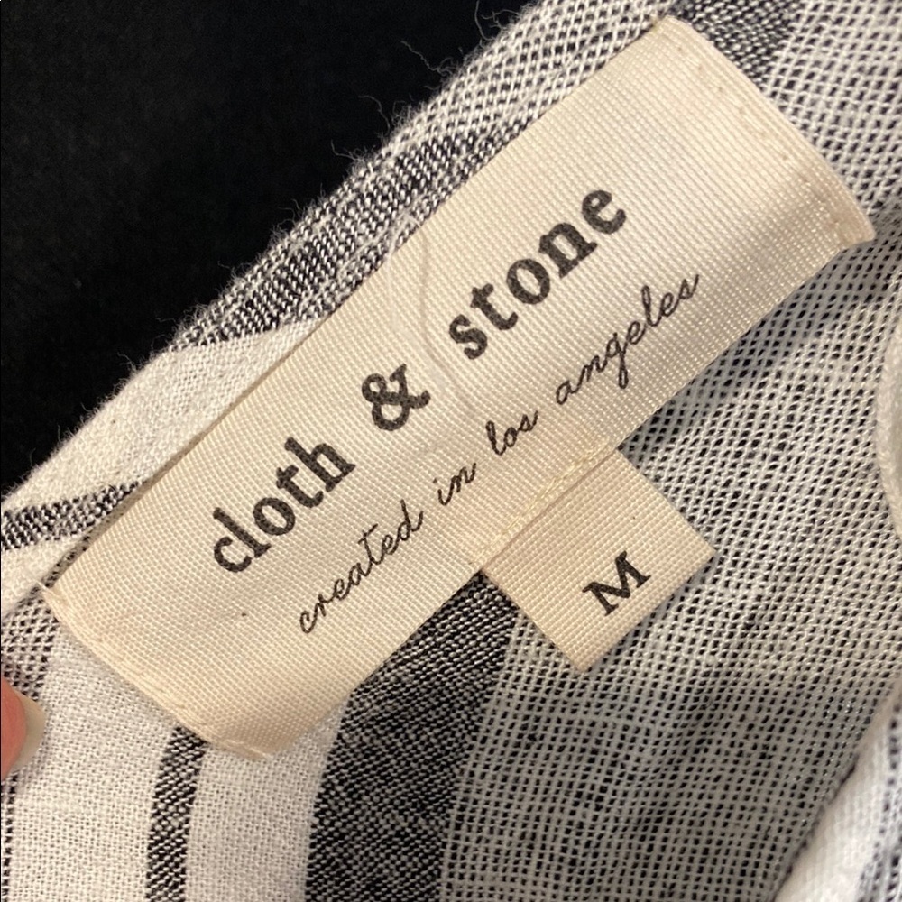 Anthropologie Cloth & Stone Jumpsuit Romper Linen Striped Cottage Beachy Medium - Picture 4 of 13